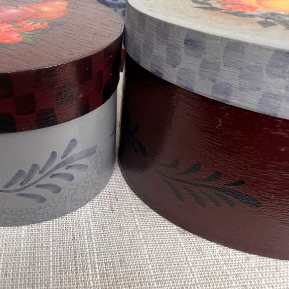 Set of 4 Handpainted Wood Bentwood Oval Nesting Pantry Boxes Pennsylvania - Picture 12 of 15